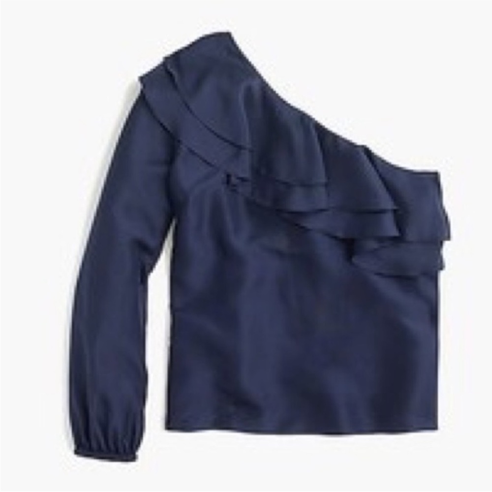 J. Crew Navy silk shantung one shoulder top